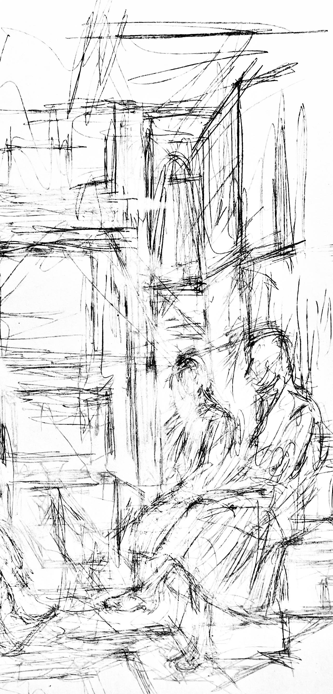 Giacometti, Komposition, Derrière le miroir (nach) (Grau), Figurative Print, von Alberto Giacometti