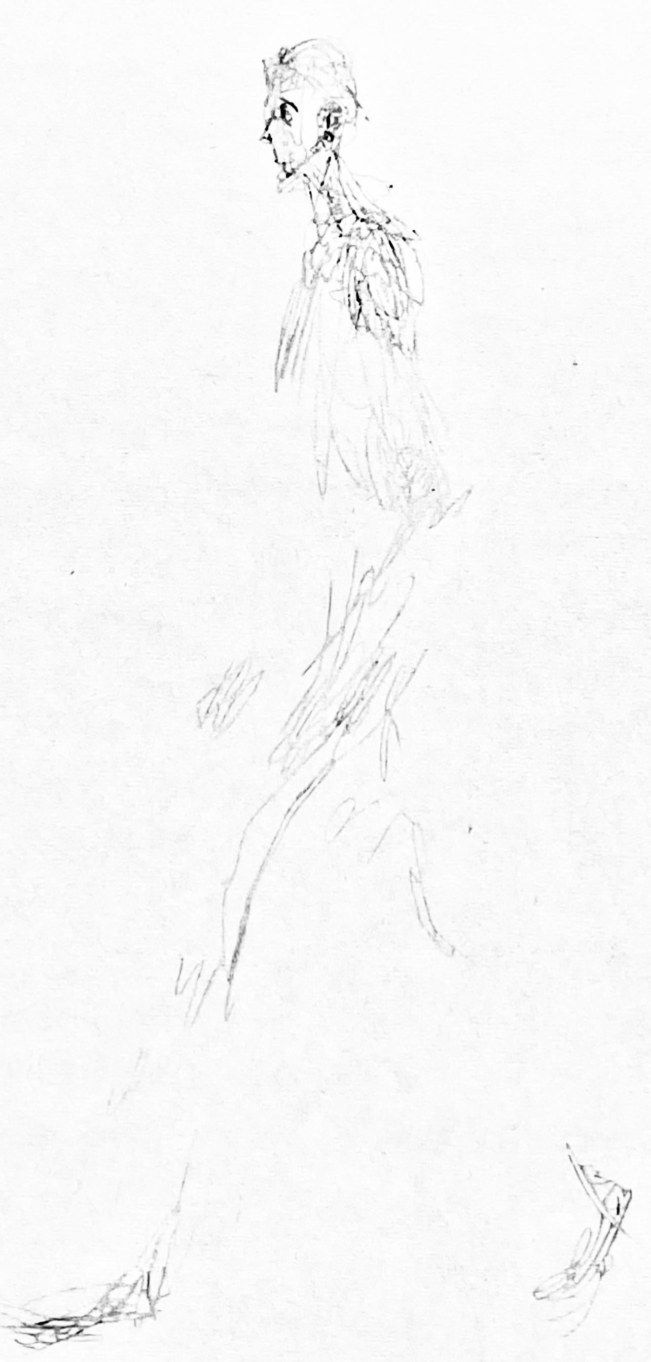 Giacometti, Composición, Derrière le miroir (después de) - Abstract Print Blanco de Alberto Giacometti