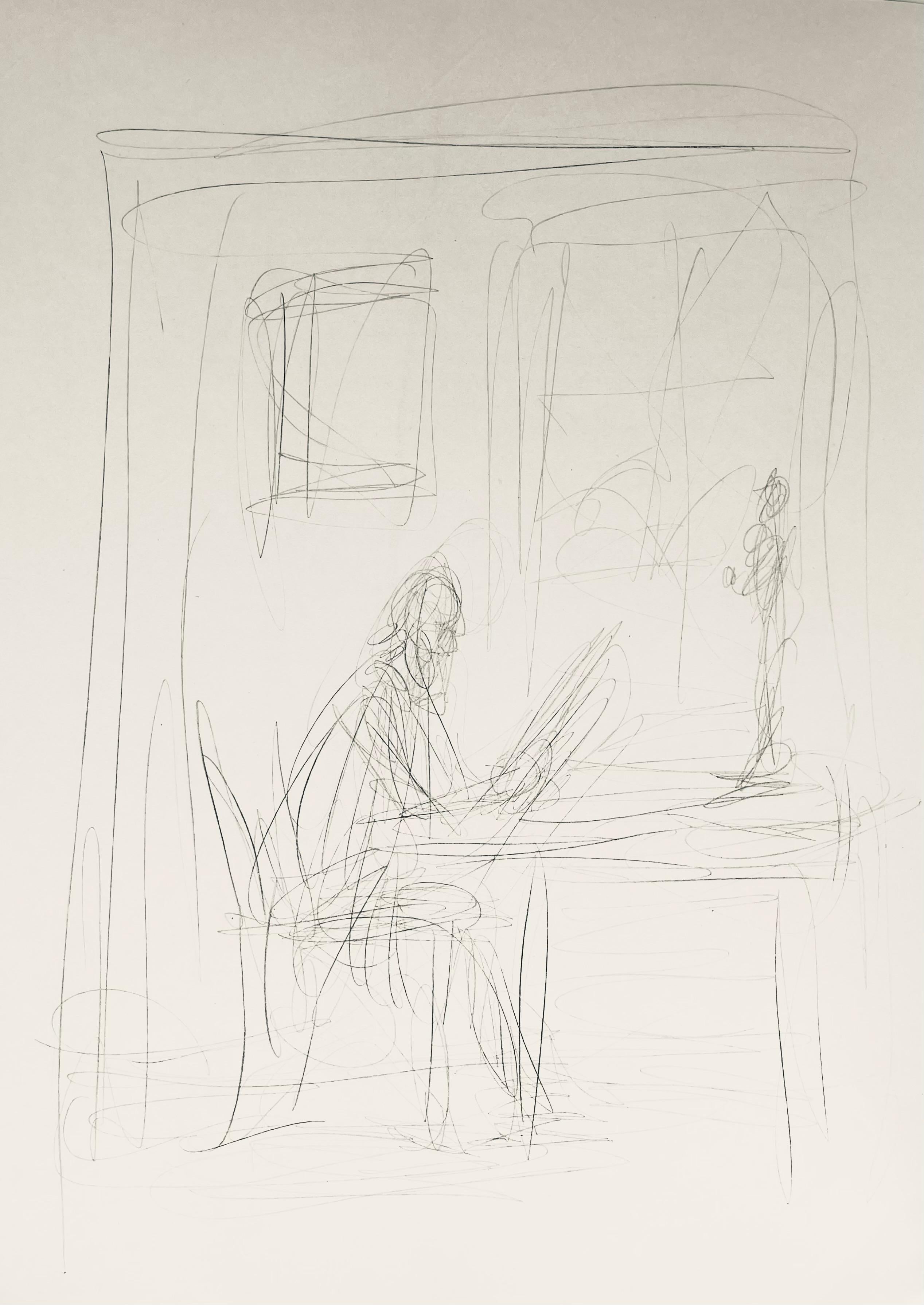 Alberto Giacometti Landscape Print - Giacometti, Composition, Derrière le miroir (after)