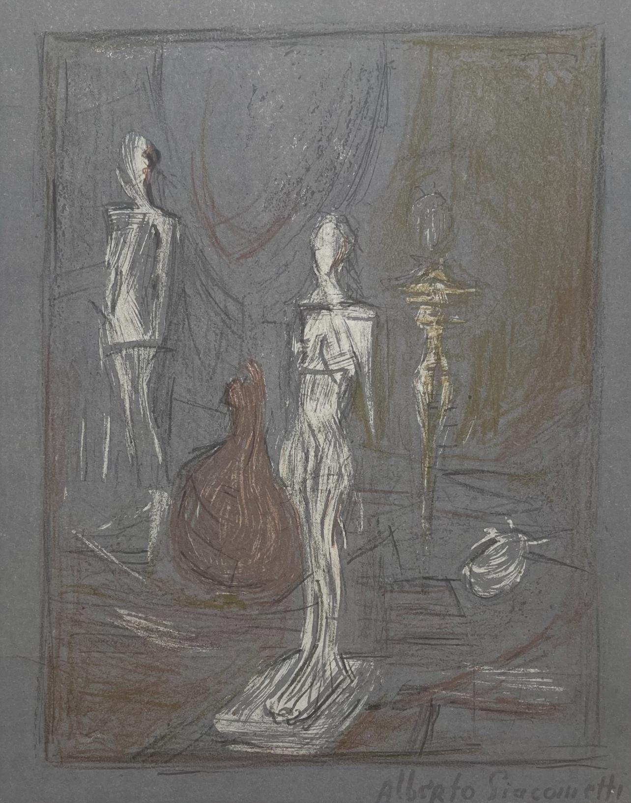 Abstract Print Alberto Giacometti - Giacometti, Composition, Derrière le miroir (d'après)