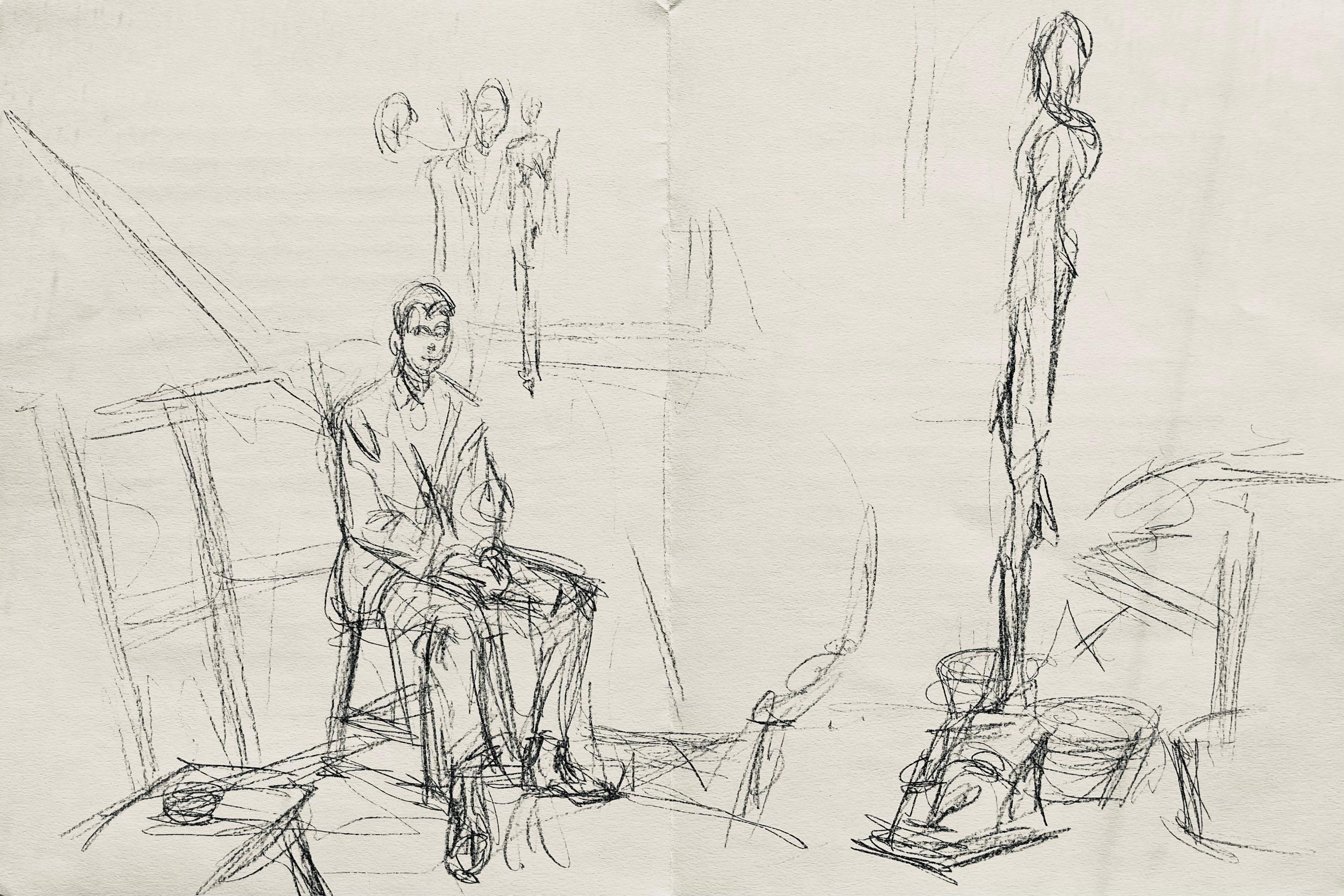 Alberto Giacometti Abstract Print – Giacometti, Komposition, Derrière le miroir (nach)