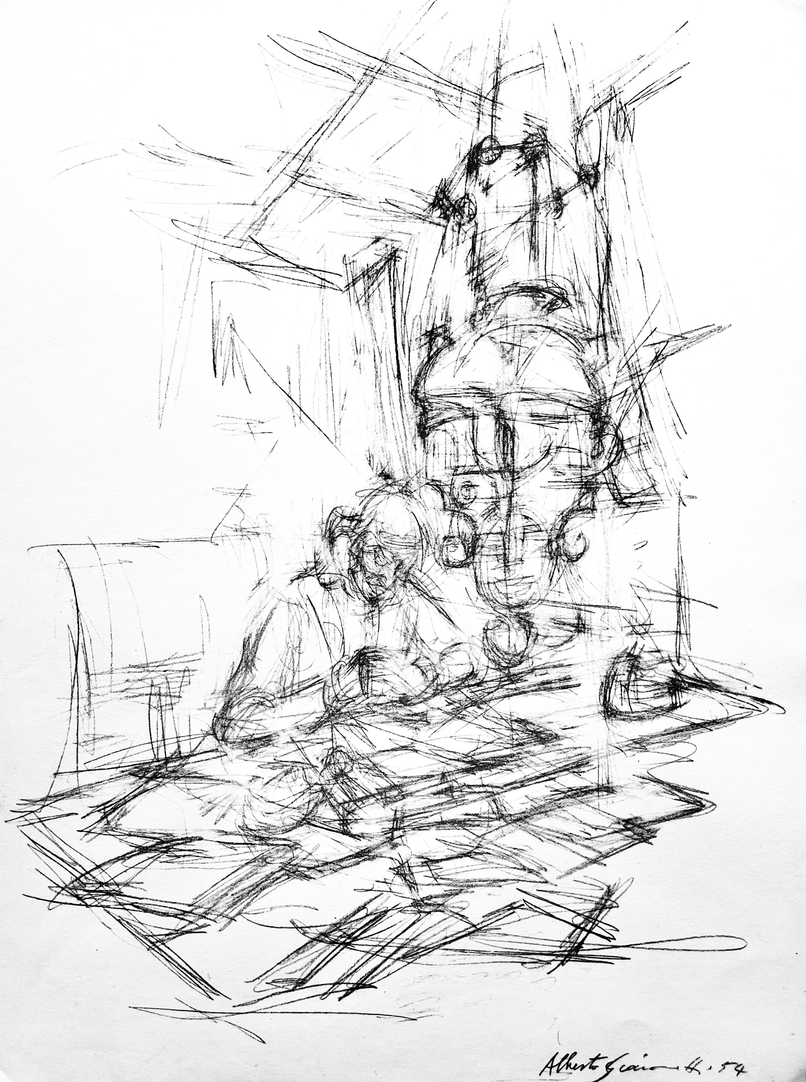 Alberto Giacometti Figurative Print – Giacometti, Komposition, Derrière le miroir (nach)
