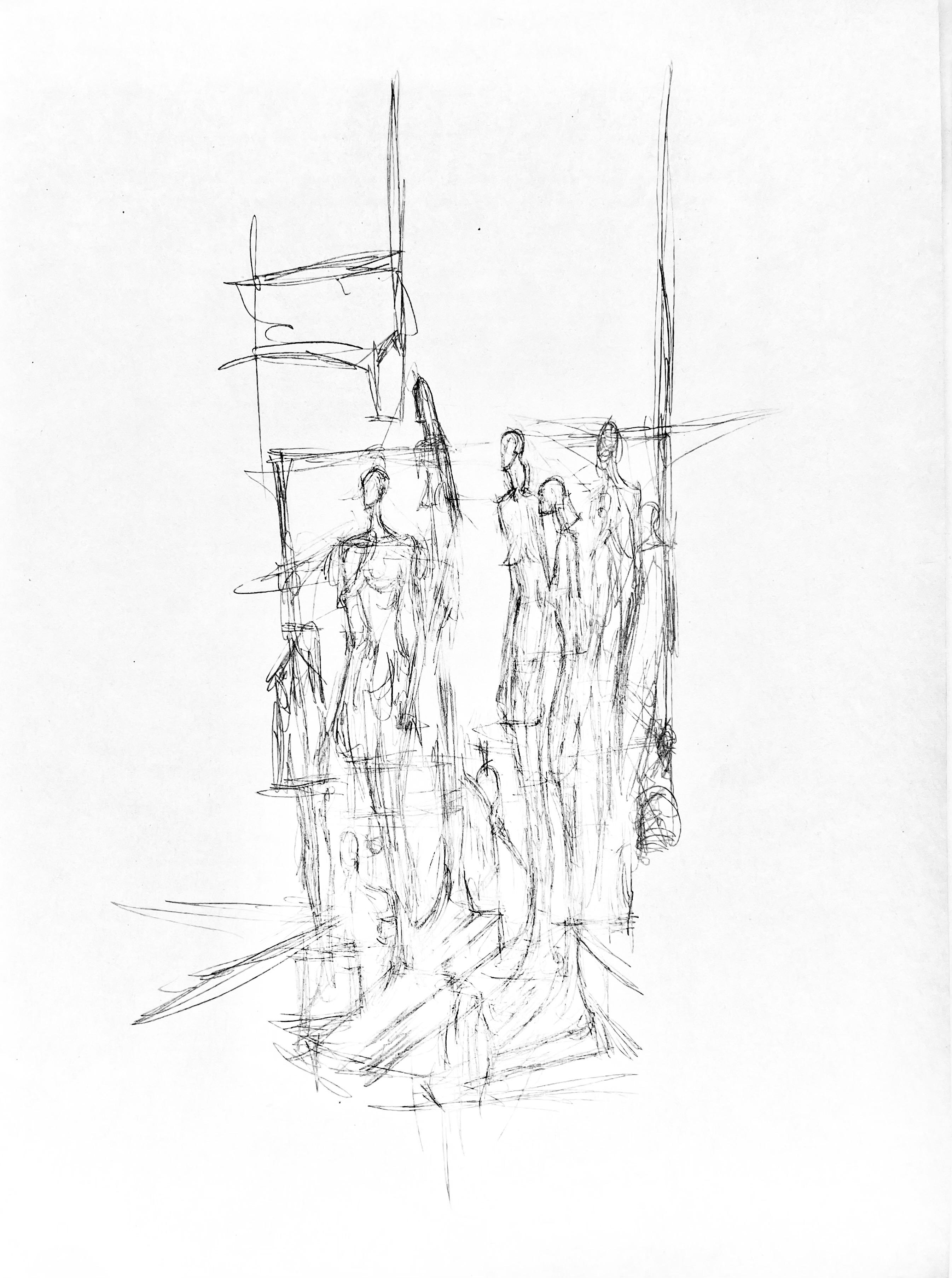Figurative Print Alberto Giacometti - Giacometti, Composition, Derrière le miroir (d'après)
