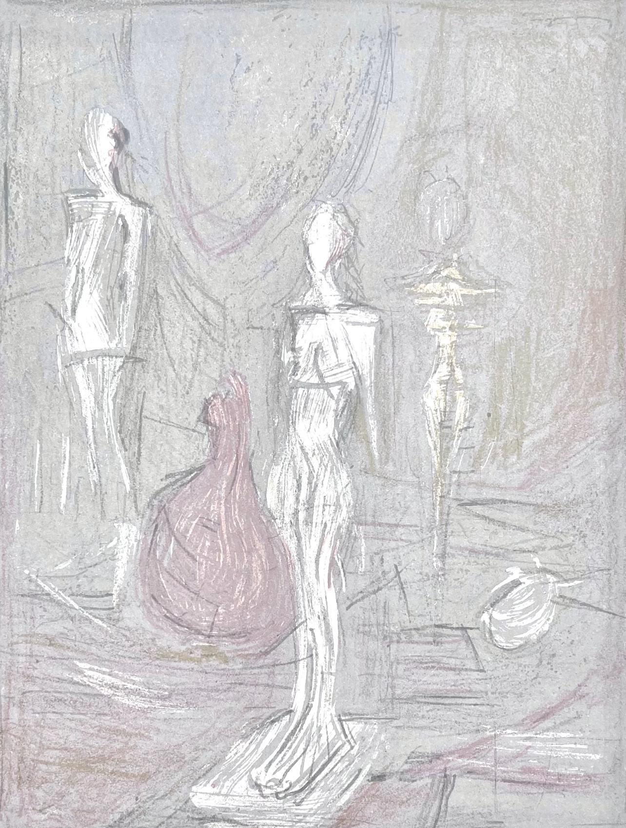 Giacometti, Composizione, Derrière le miroir - Print di Alberto Giacometti