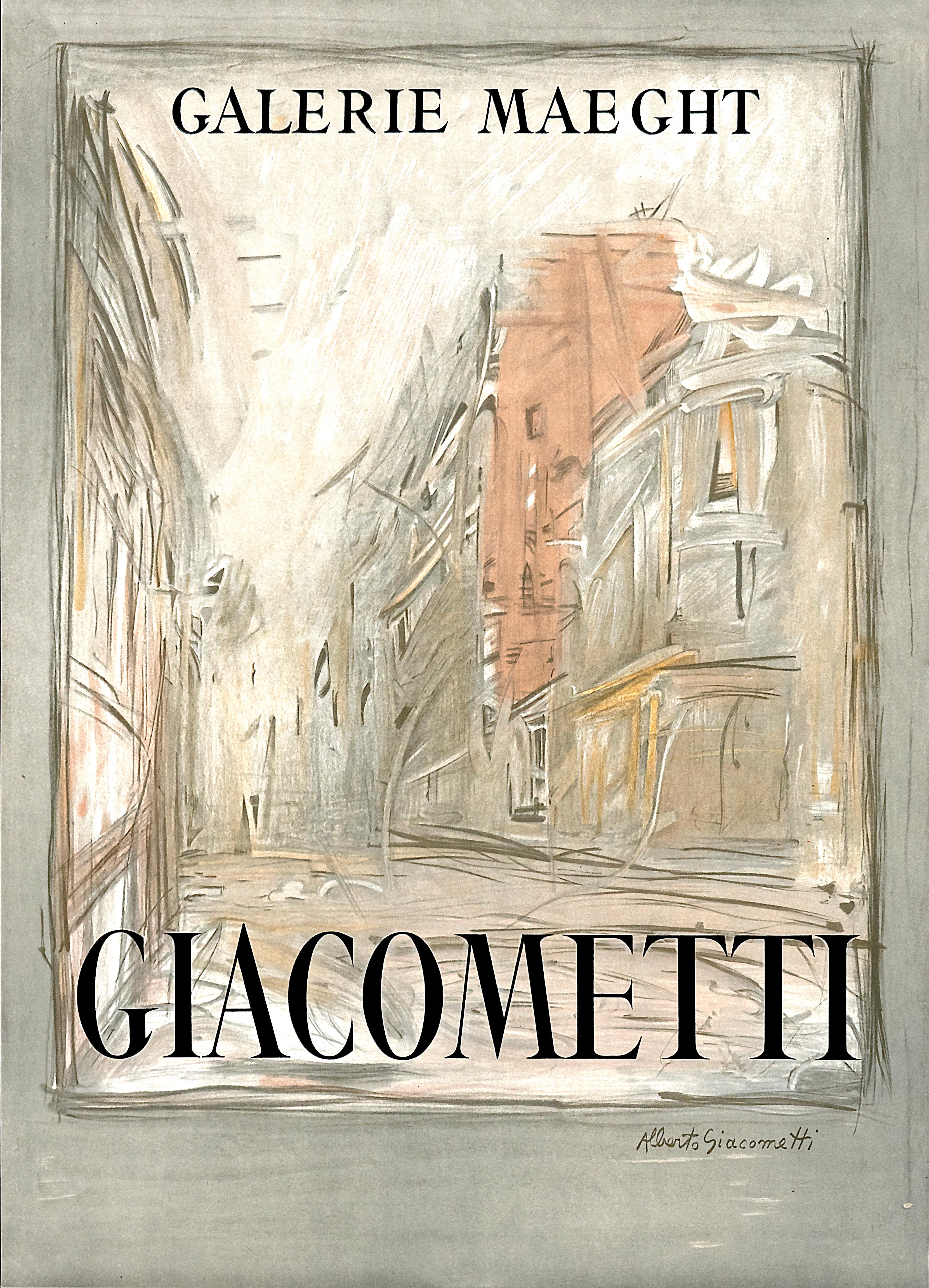 Alberto Giacometti Print - "Giacometti - Galerie Maeght (Painting)" Original Vintage Art Exhibition Poster