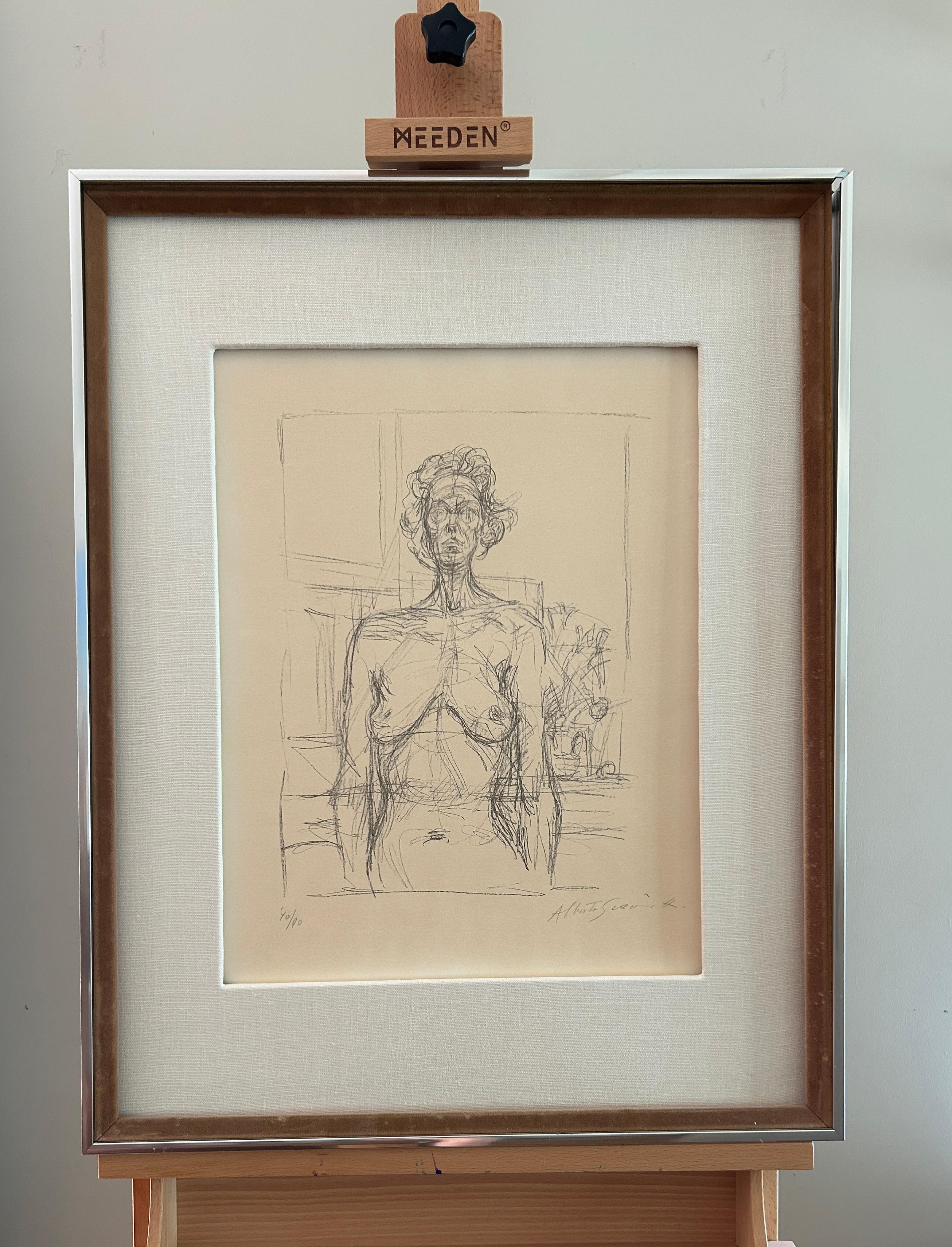 Giacometti 'Nu Aux Fleurs' (Nude With Flowers) Limited Edition, Signed Print - Marron Figurative Print par Alberto Giacometti