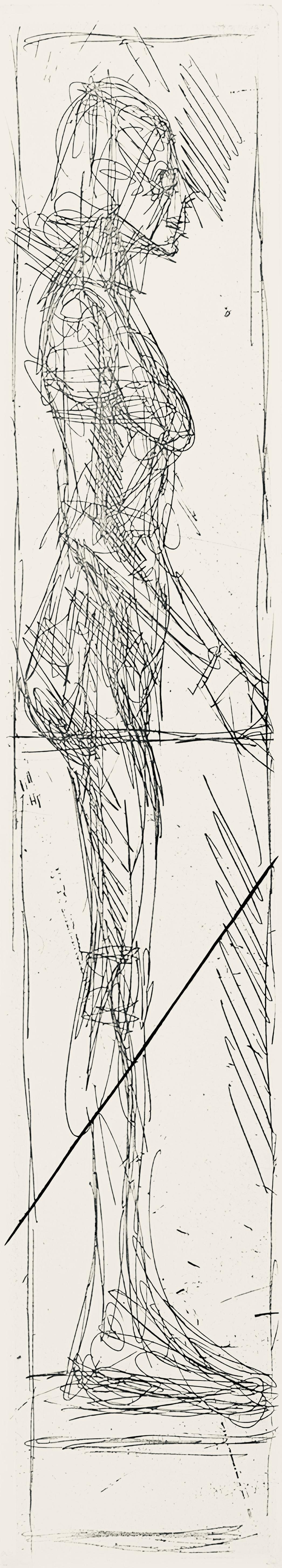 Alberto Giacometti Abstract Print - Giacometti, Nu de Profil, Derrière le miroir (after)