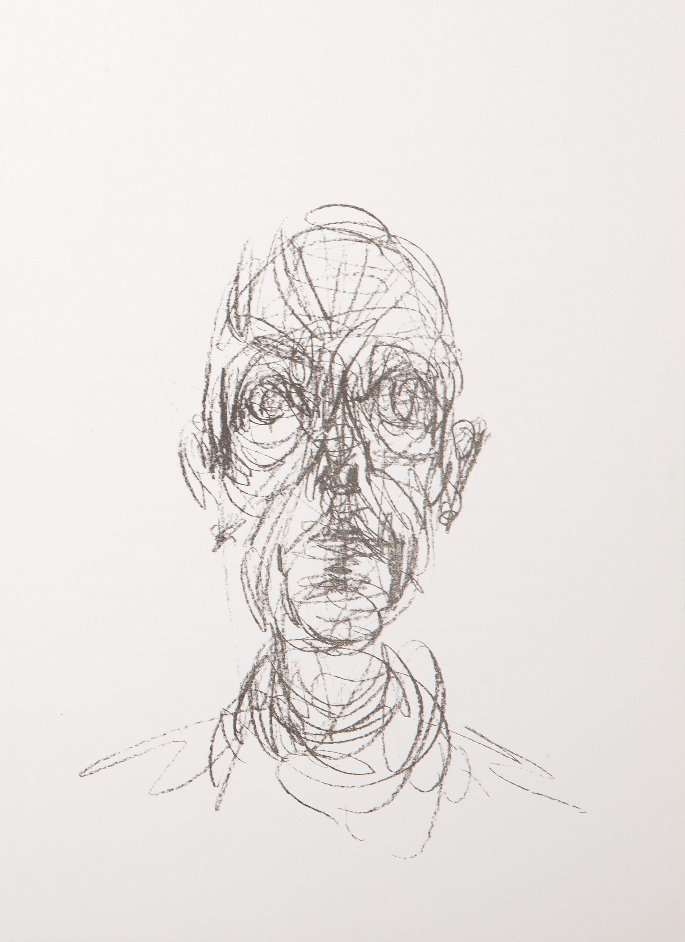 Kopf, Expressionistische Lithographie von Alberto Giacometti