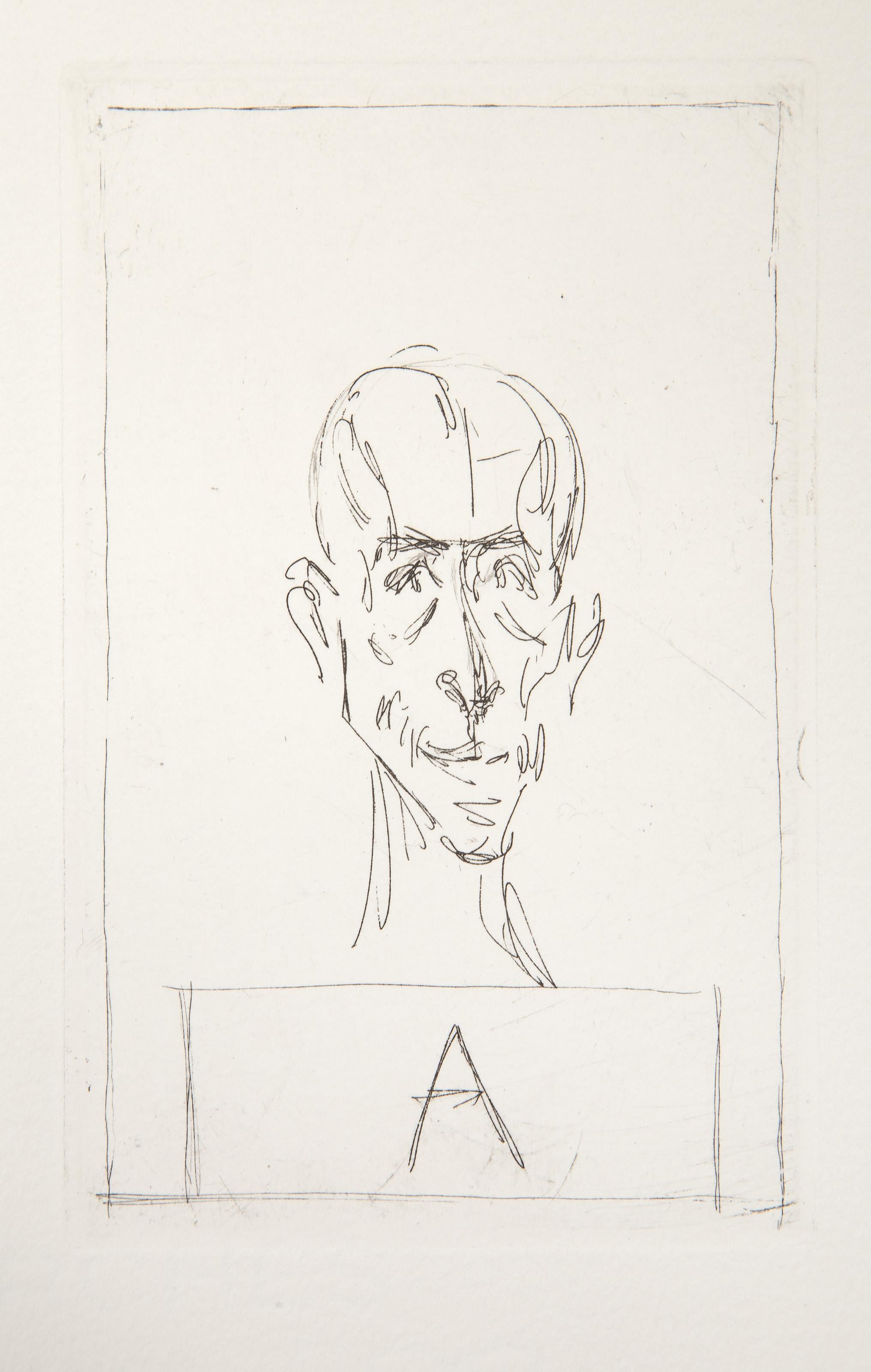  Alberto Giacometti, Schweizer (1901 - 1966) - Histoire de rats (Alexandre Kojeve II), Jahr: 1947 (Gedruckt 1995), Medium: Radierung auf Arches, Bildformat: 5.5 x 3.5 inches, Format: 8 x 6.5 in. (20.32 x 16.51 cm), Drucker: Lacouriere et Frelaut,