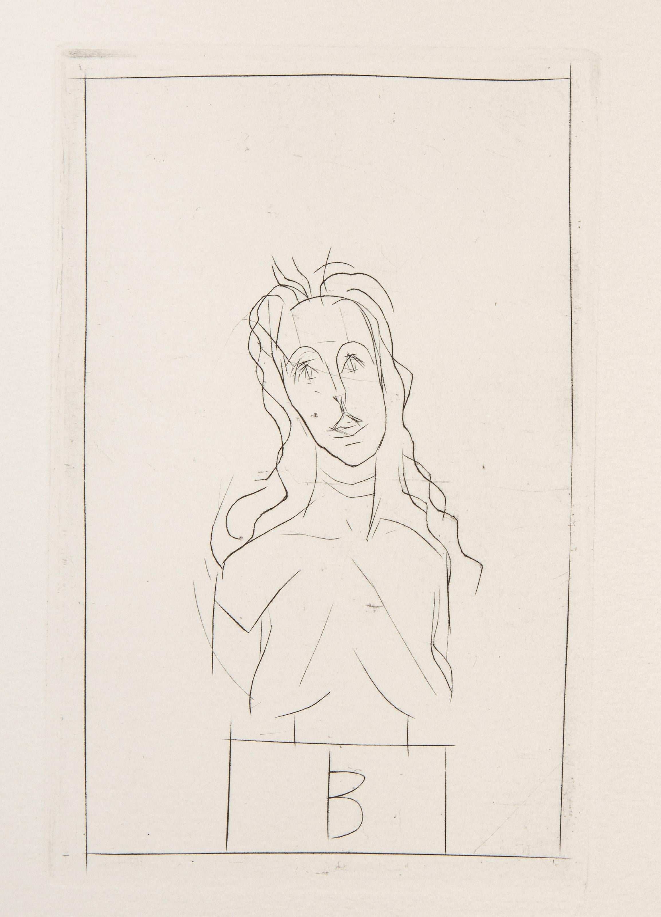  Alberto Giacometti, Swiss (1901 - 1966) - Histoire de rats (Diane Bataille II), Year: 1947 (Printed 1995), Medium: Etching on Arches, Image Size: 5.5 x 3.5 inches, Size: 8 x 6.5 in. (20.32 x 16.51 cm), Printer: Lacouriere et Frelaut, Paris,