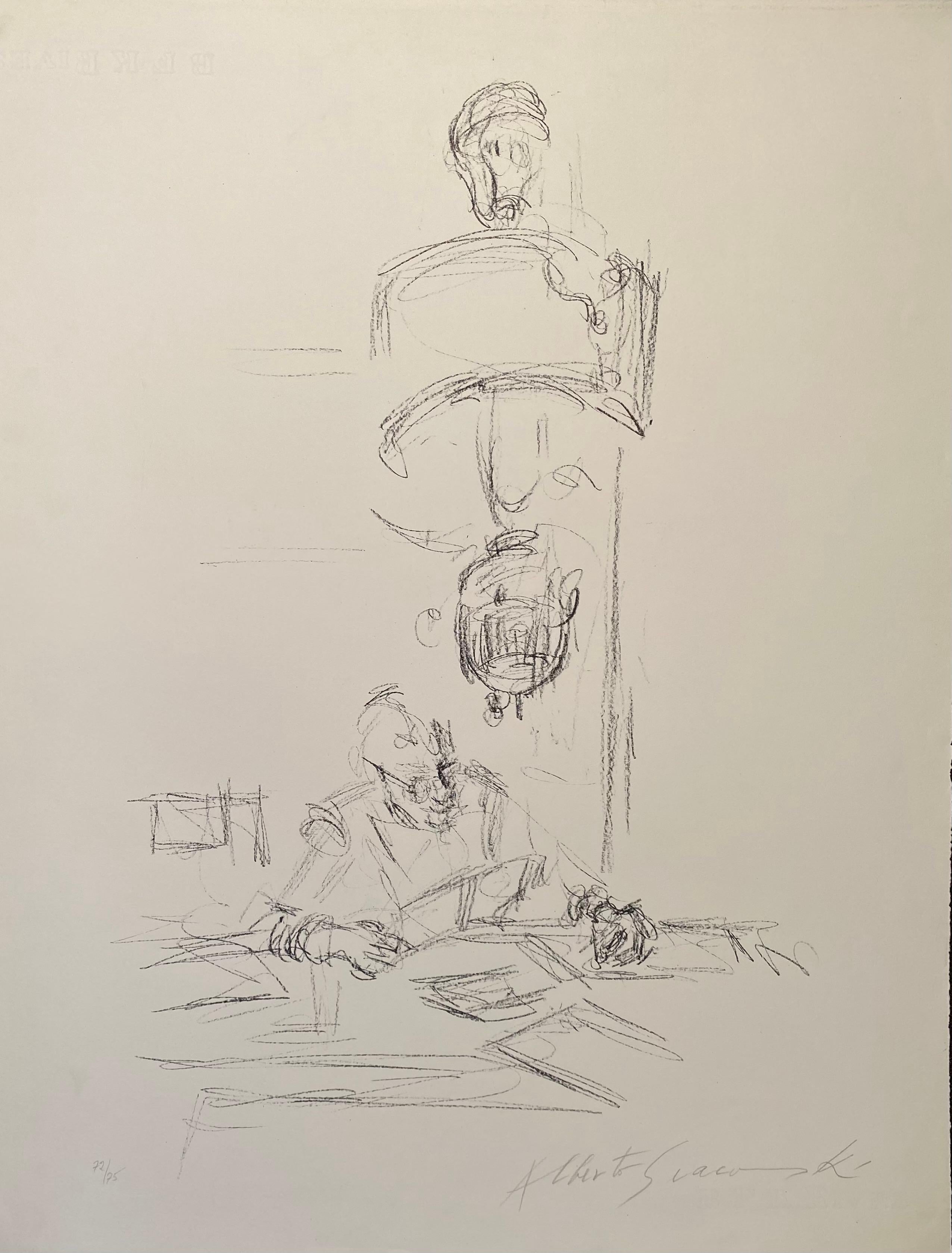 La mère de l'artiste lisant sous la lampe à Stampa II - Print by Alberto Giacometti