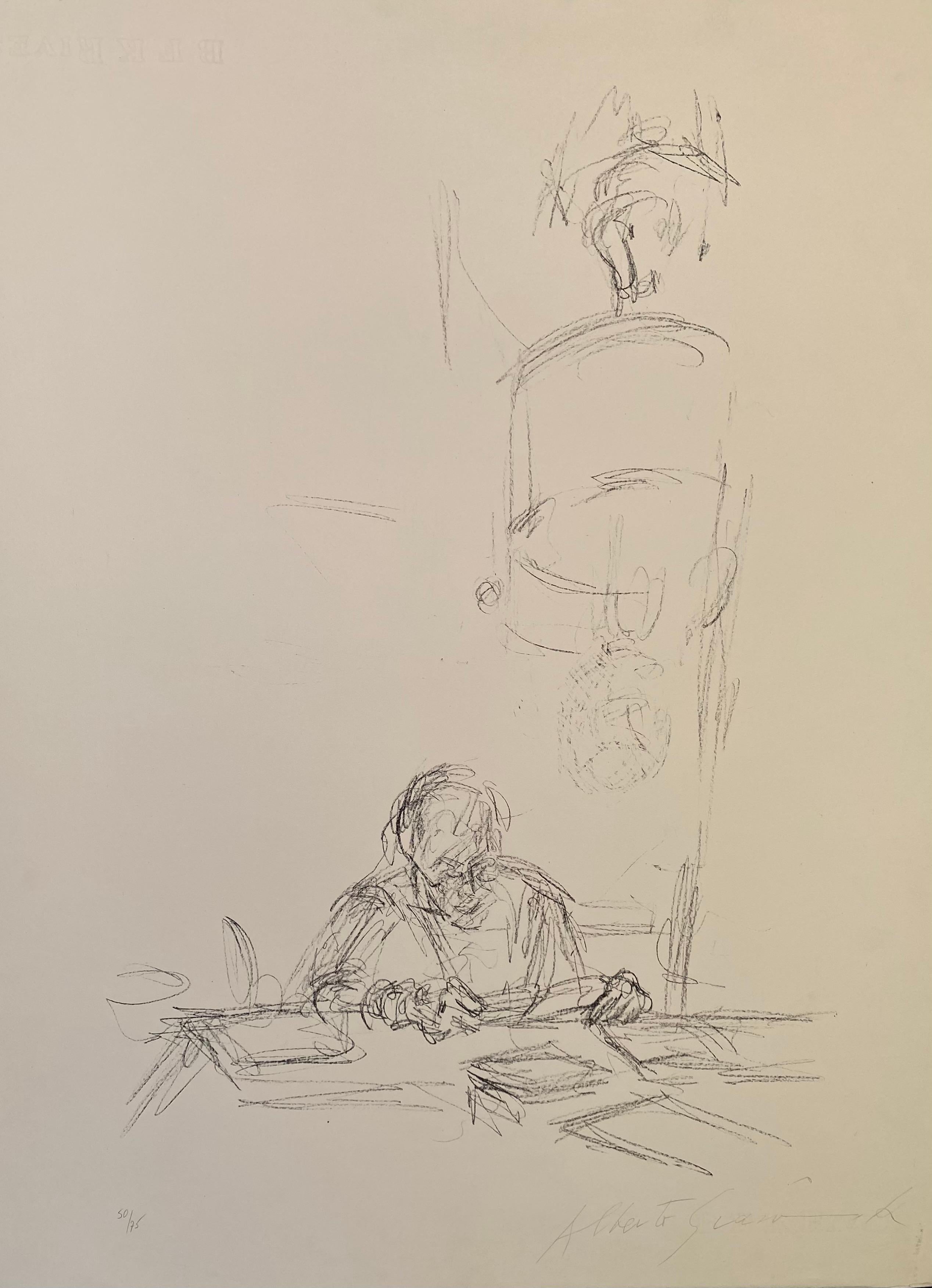 La mère de l'artiste lisant sous la lampe à Stampa III - Print by Alberto Giacometti