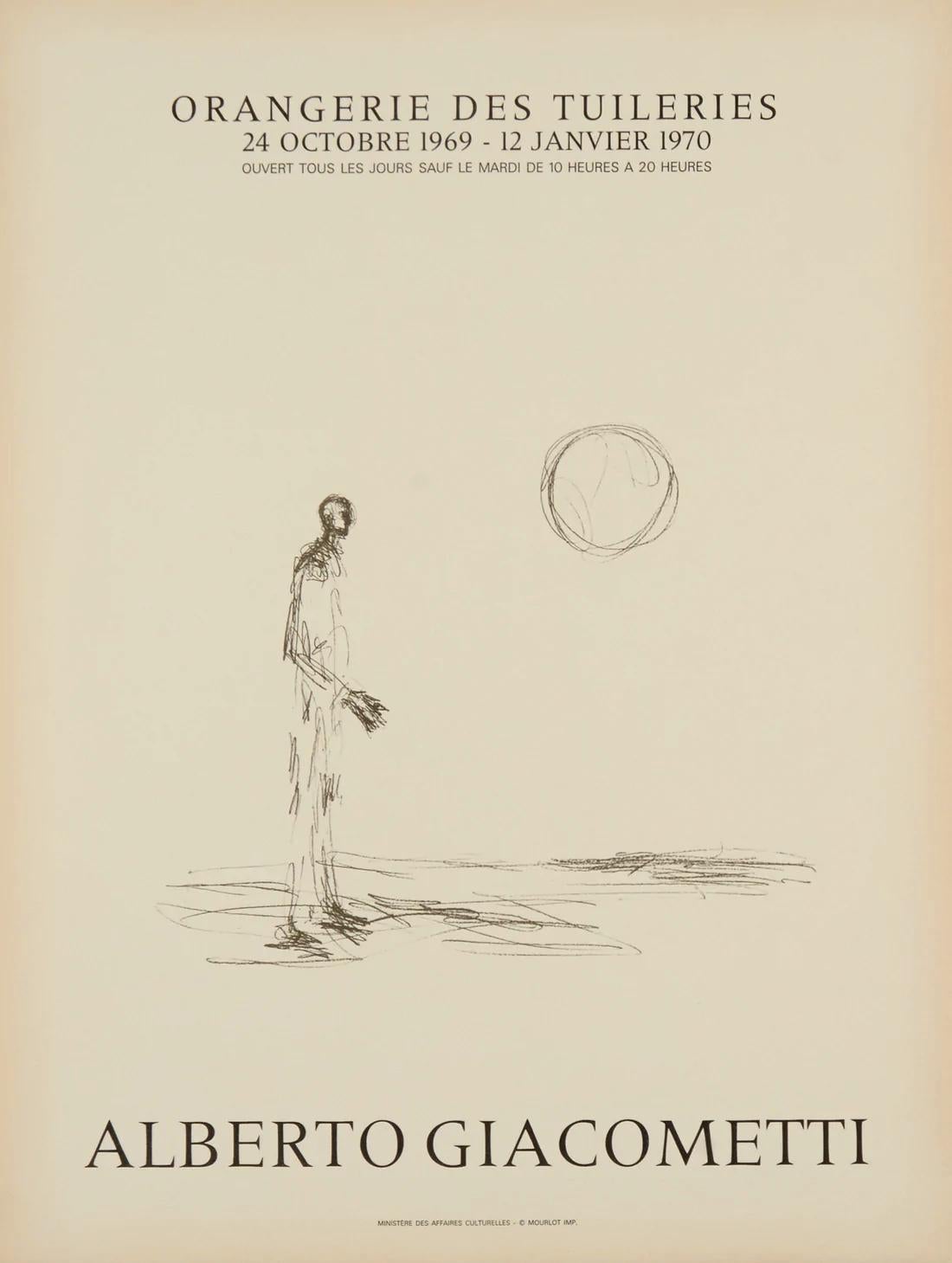 Artist: Alberto Giacometti

Medium: Lithographic Poster, 1969

Dimensions: 26 x 19.5 in, 66 x 49.5 cm

Arches Paper - Excellent Condition A

This lithographic poster for an exhibition of works by Swiss artist Giacometti was printed by Mourlot and