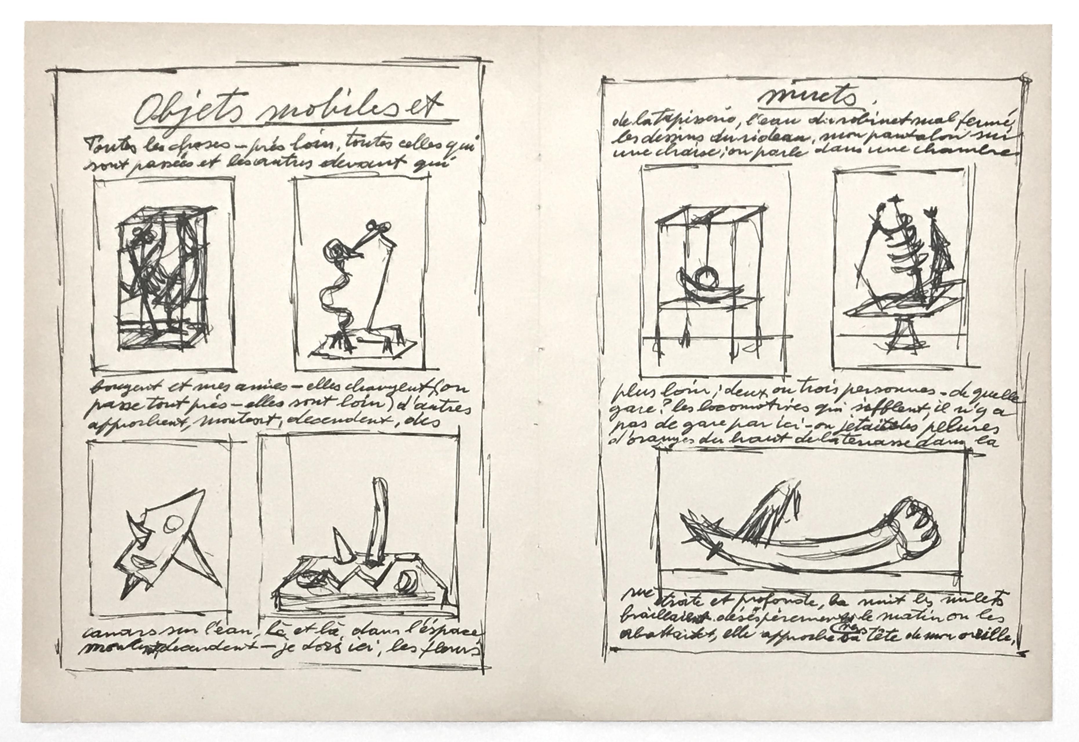 Objets Mobiles et Muet Original Lithograph, Giacometti, 1952 Edition - Print by Alberto Giacometti