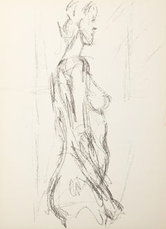 Profile Of Standing Woman, Expressionist Lithograph by Alberto Giacometti