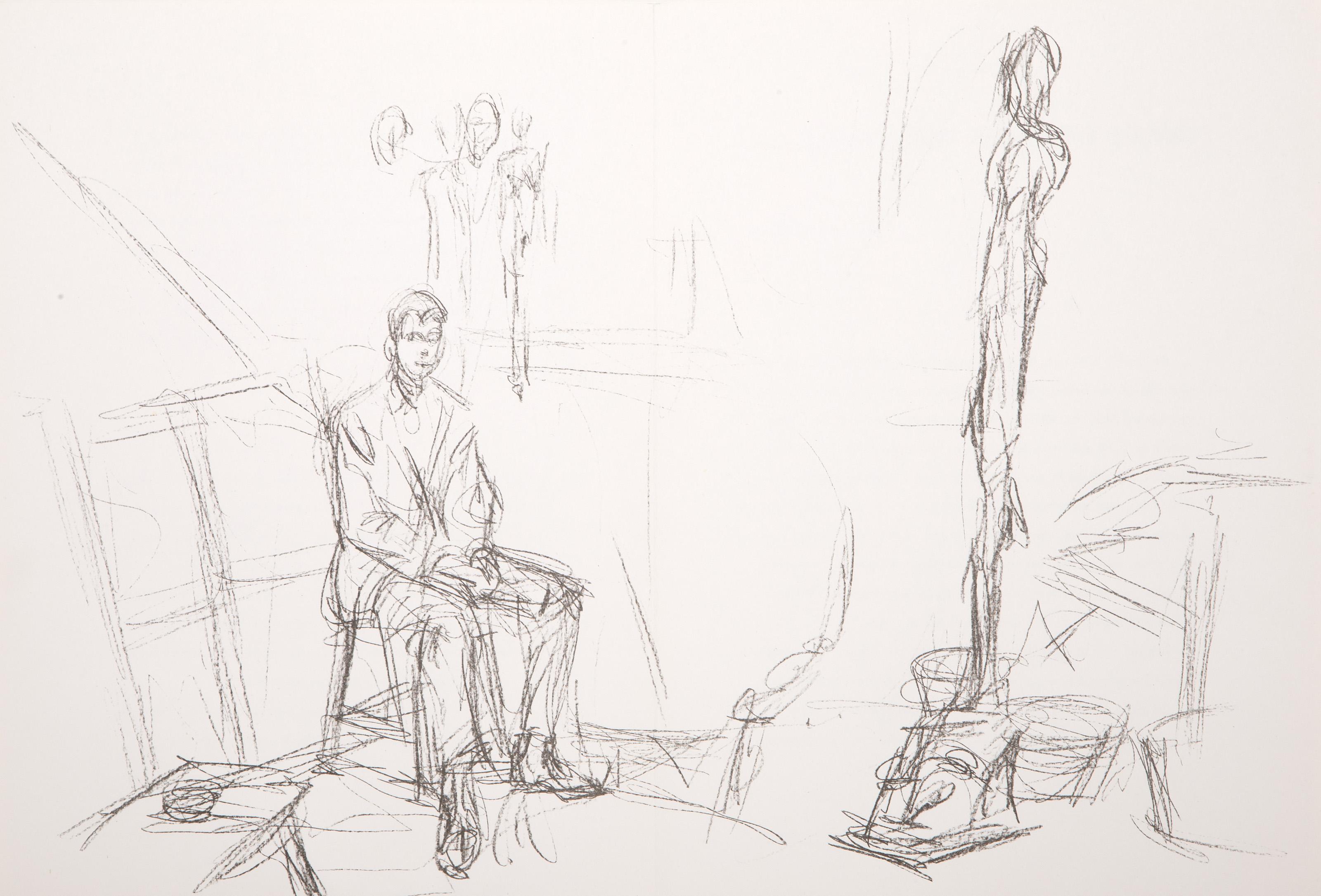 Alberto Giacometti, Swiss (1901 - 1966) - Self Portrait From Derriere Le Miroir no. 127, Year:  1961, Medium:  Lithograph, Edition:  ~2500, Size:  15 x 11 in. (38.1 x 27.94 cm), Publisher:  Maeght Editeur