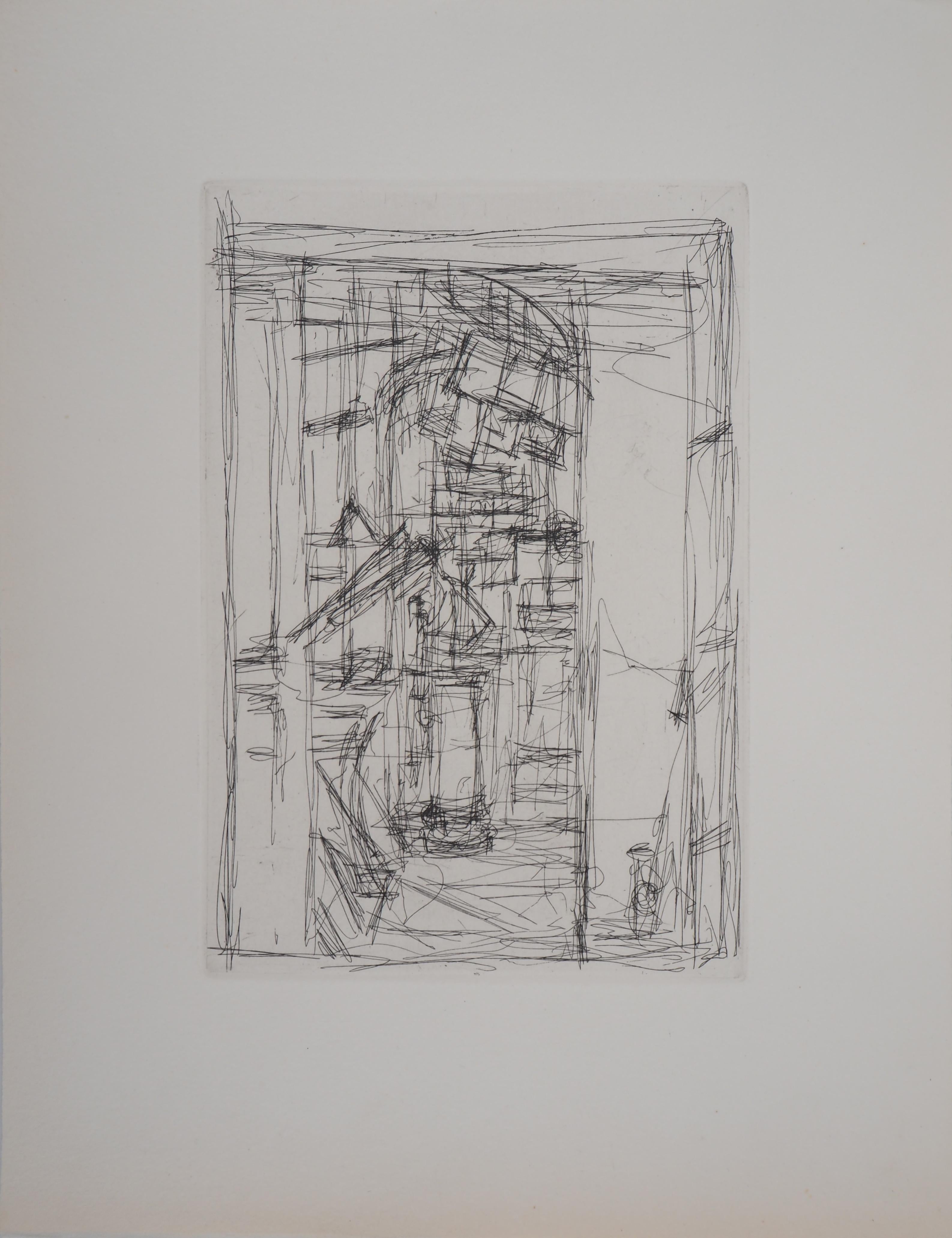 Studio with the Stove - Original Etching, 1956 - Print by Alberto Giacometti