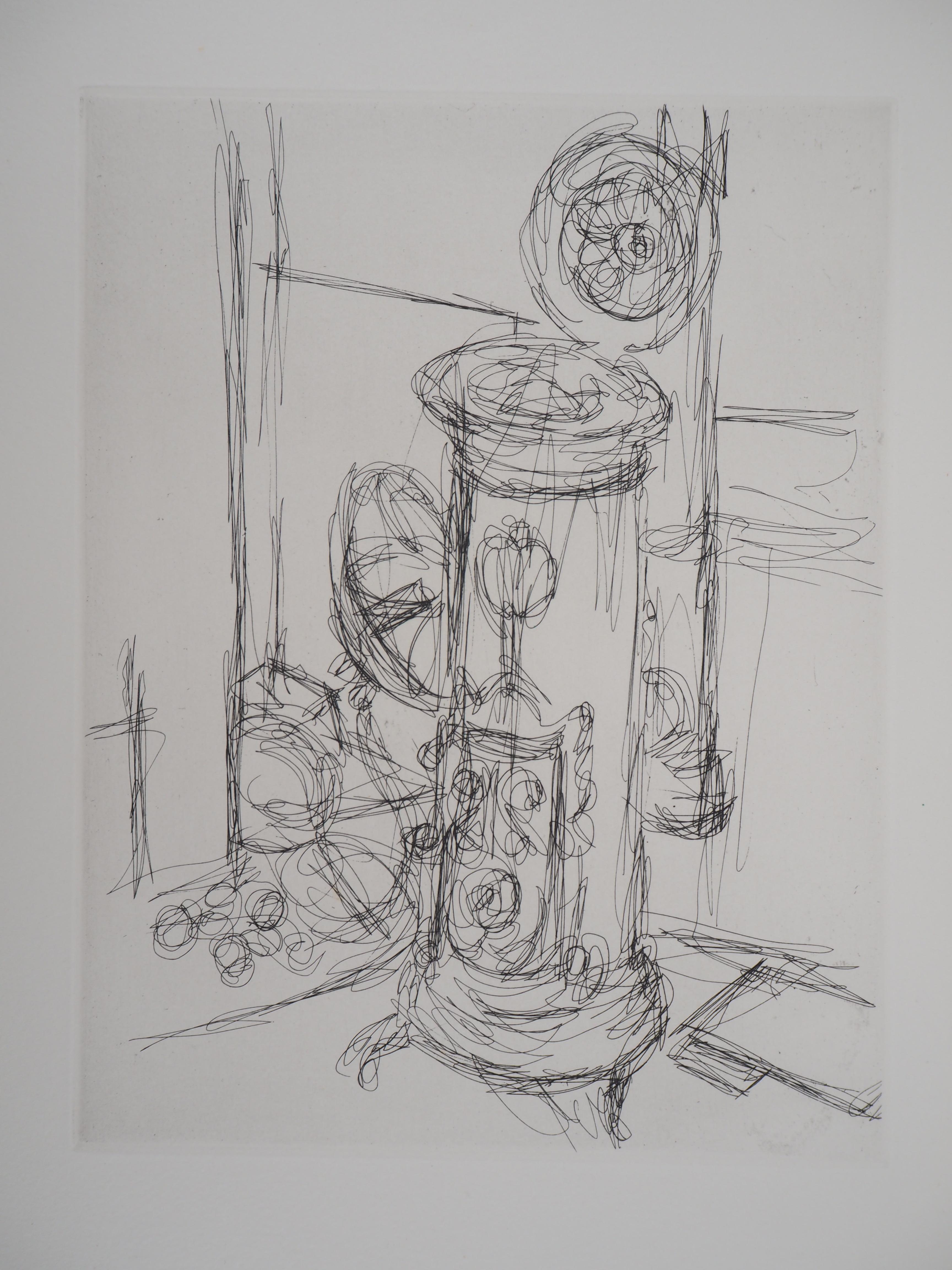 The Charcoal Stove - Original Etching, 1956 - Print by Alberto Giacometti