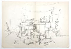 Litografía original «El estudio con botellas»