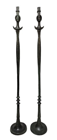 Paar Stehlampen „Tete de femme“ im Stil von Alberto Giacometti