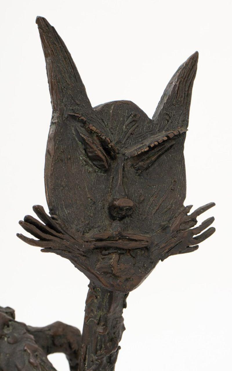 Alberto Giacometti (Swiss, 1901-1966) Style, Bronze Cat Sculpture, apparently unmarked. 19