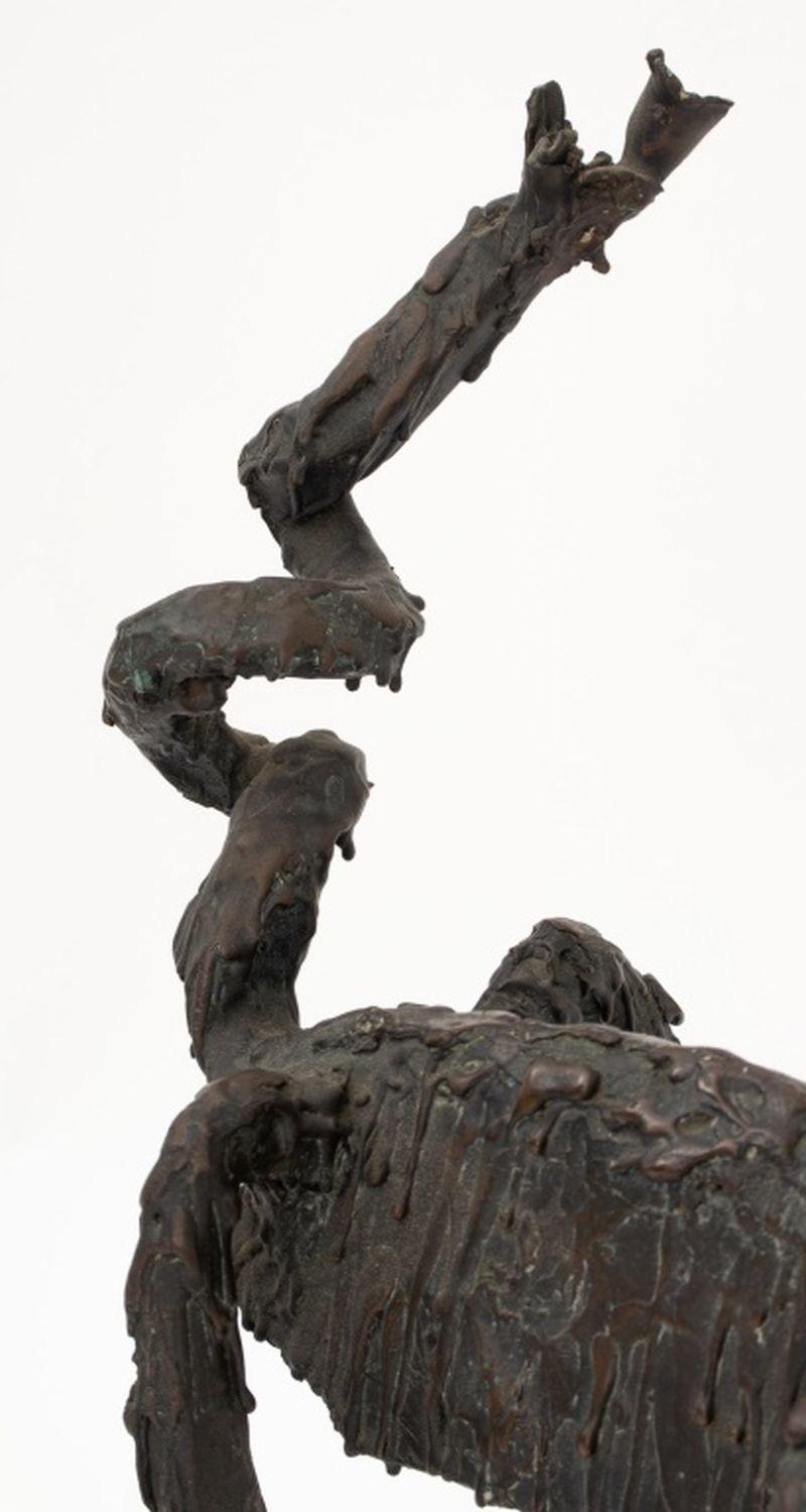 Brutalist Alberto Giacometti Style Bronze Cat Sculpture