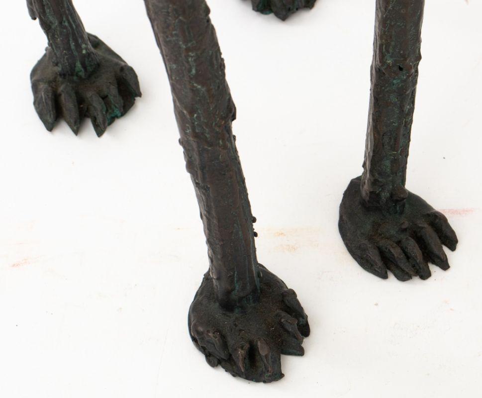 Patinated Alberto Giacometti Style Bronze Cat Sculpture