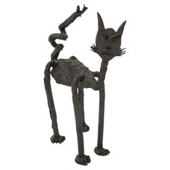 Scultura di gatto in bronzo in stile Alberto Giacometti
