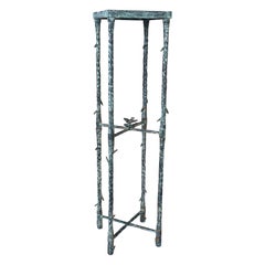 Piantana in metallo Faux Bois in stile Alberto Giacometti con patina di Verdigris