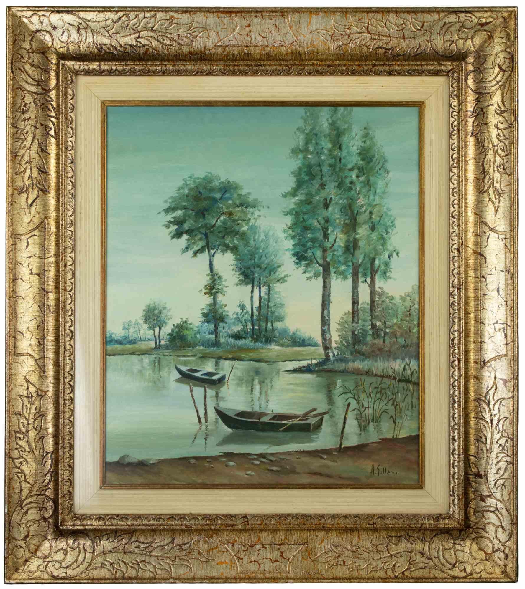 Landscape - Painting by Alberto Gillani - 1981 For Sale 3