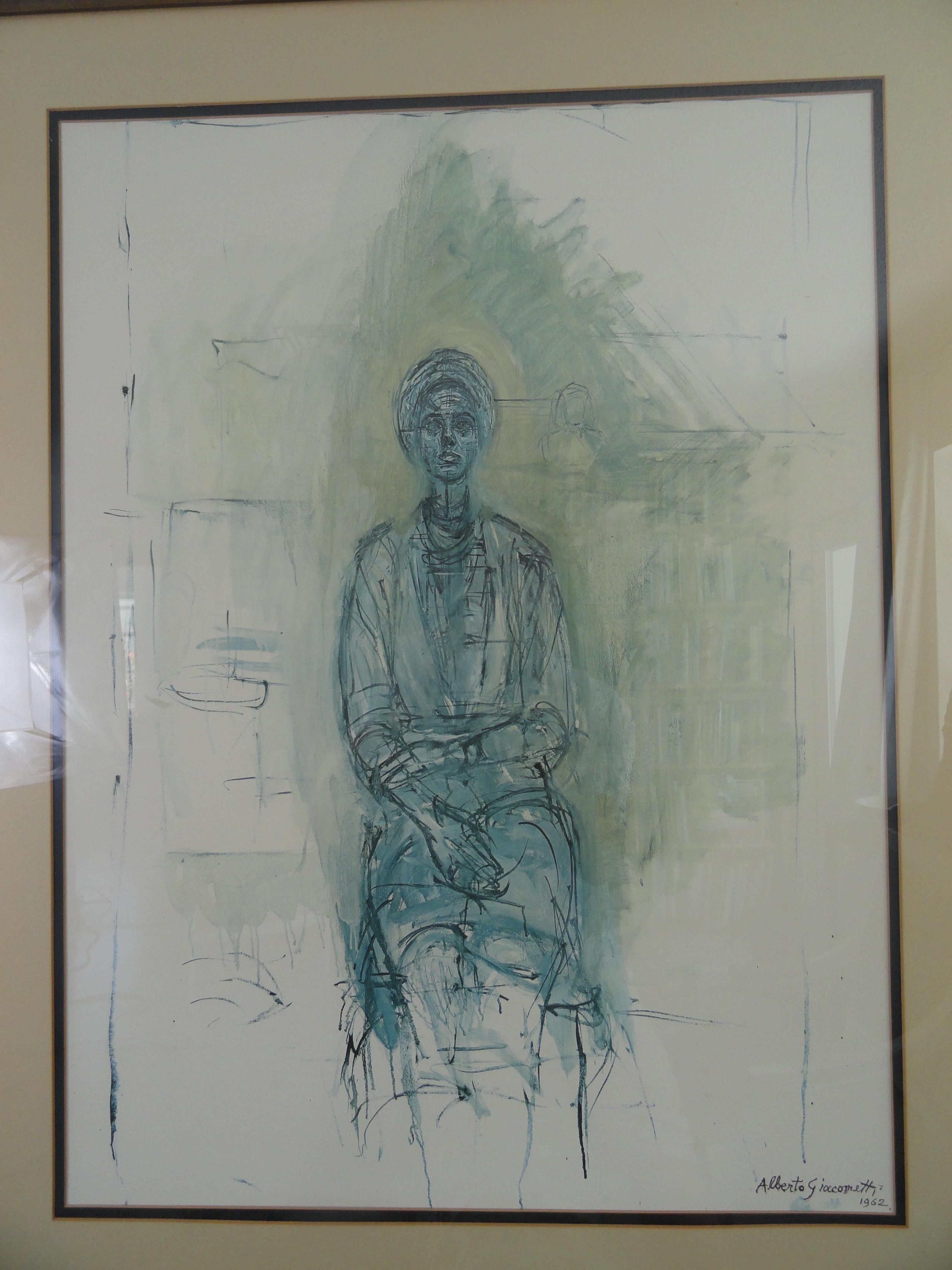 Alberto Giacometti (1910-1966) lithograph. Published by the Maeght Gallery, 1962.