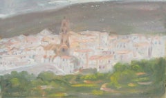 Pueblo de Cortes de Pallás (Valencia) - Óleo sobre tablex - Año 1971