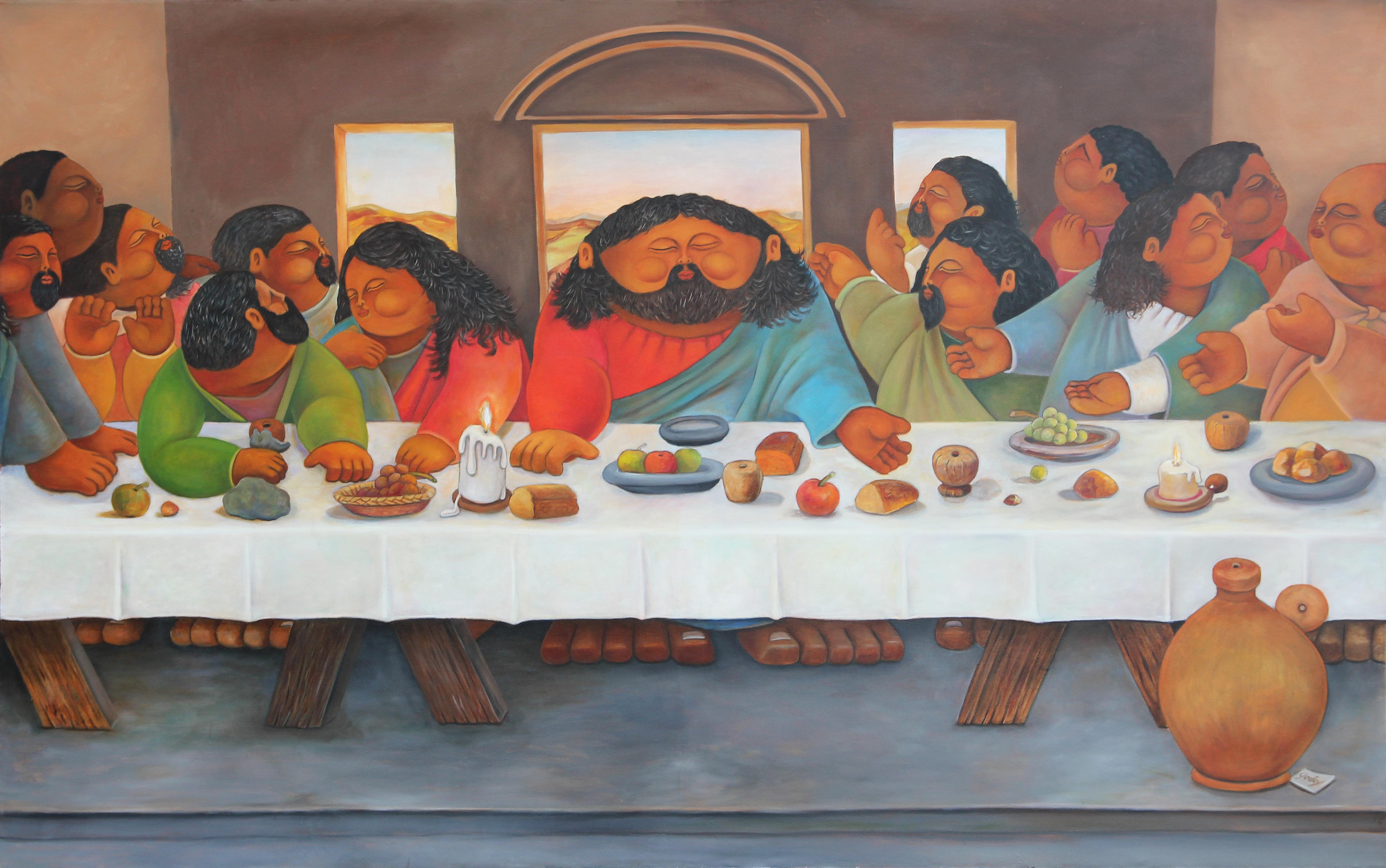 Alberto Godoy Portrait Painting - Modern Tribute to Leonardo da Vinci's "The Last Supper"