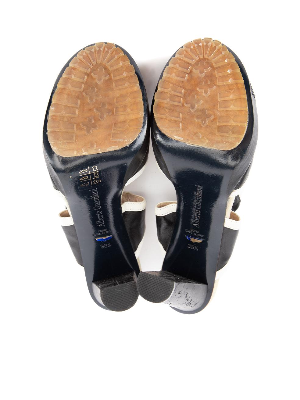 Women's Alberto Guardiani Zipper Contrast Accent Slingback Heel Sandals Size IT 38.5 For Sale