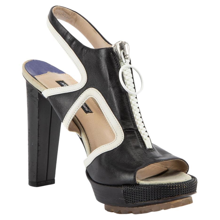 Alberto Guardiani Zipper Contrast Accent Slingback Heel Sandals Size IT 38.5