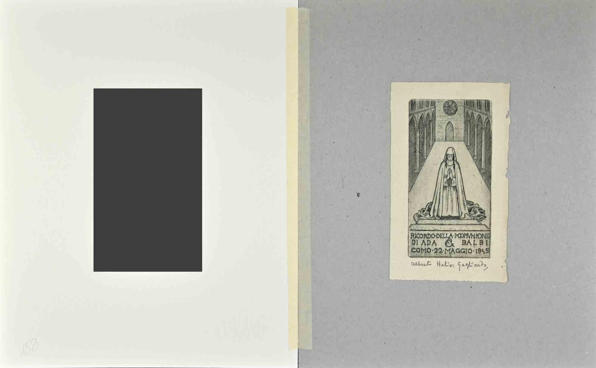 Ex Libris - Ada Balbi - Libertà, Supremo Bene! - Radierung  - Mitte des 20. Jahrhunderts – Photograph von  Alberto Helios Gagliardo