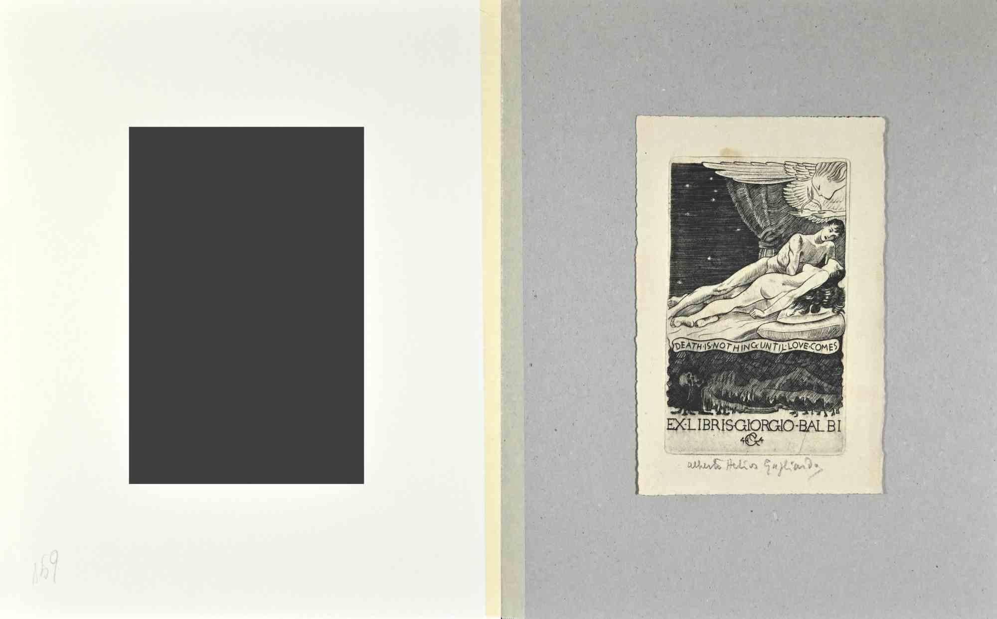 Ex Libris  -  Giorgio Balbi – Radierung  - Mitte des 20. Jahrhunderts – Print von  Alberto Helios Gagliardo