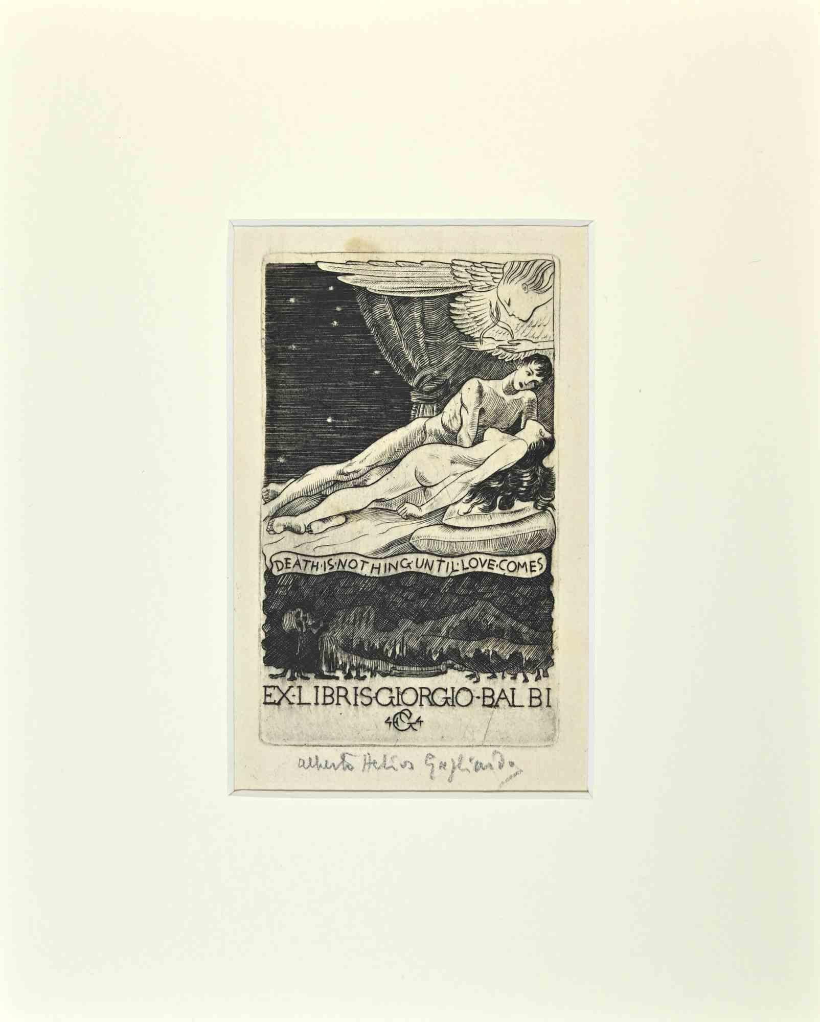  Alberto Helios Gagliardo Figurative Photograph – Ex Libris  -  Giorgio Balbi – Radierung  - Mitte des 20. Jahrhunderts