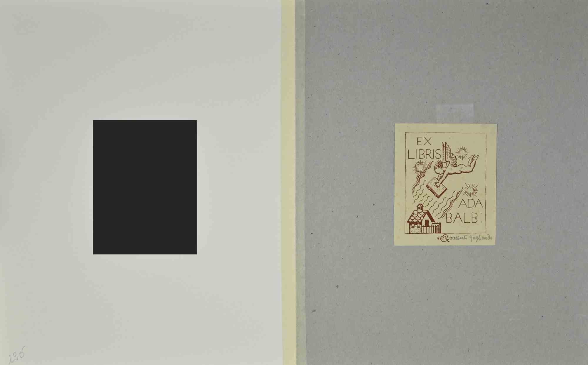 Ex Libris  Ada Balbi – Holzschnitt – Mitte des 20. Jahrhunderts – Print von  Alberto Helios Gagliardo