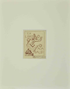 Ex Libris  - Ada Balbi - Xilografia - Metà del XX secolo