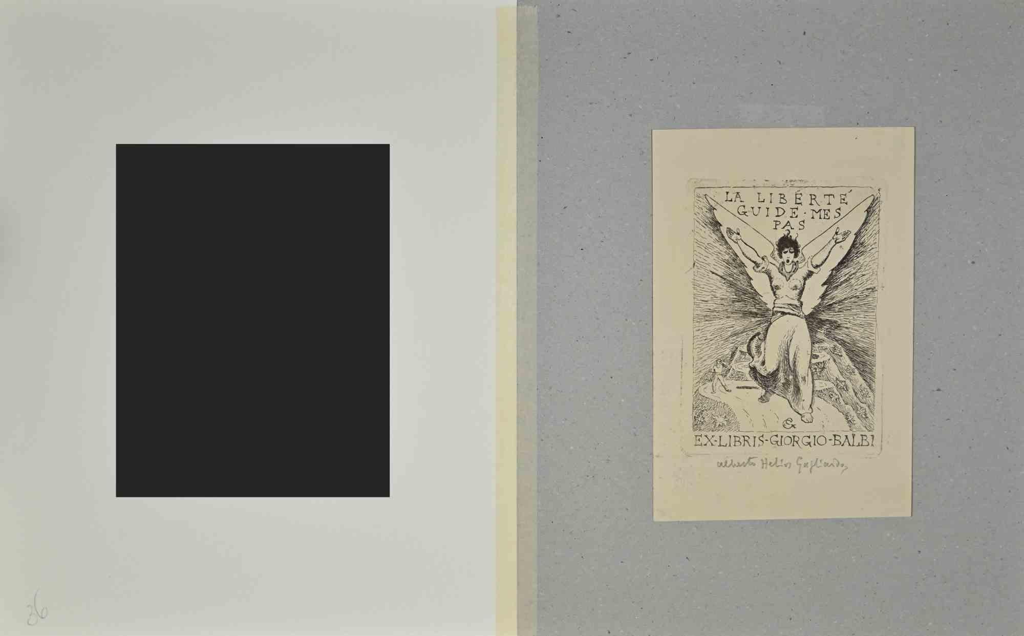 Ex Libris  - Giorgio Balbi - Radierung  - Mitte des 20. Jahrhunderts – Print von  Alberto Helios Gagliardo