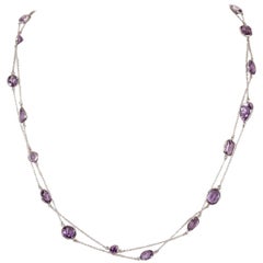 Alberto Juan 14 Karat Gold Purple Faceted Amethyst Flapper Gemstone Necklace