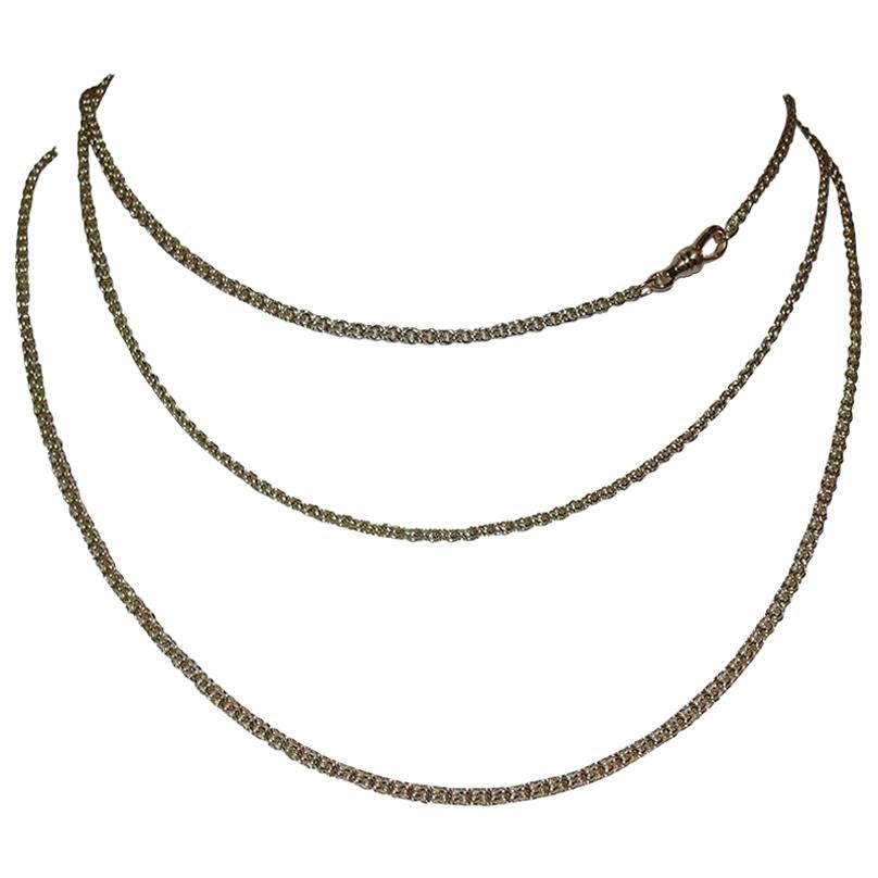 Alberto Juan 18 Karat Gold Handmade Muff Chain Link Flapper Necklace For Sale