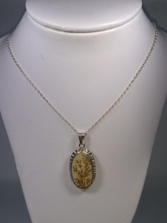 Alberto Juan Mexican Handmade Sterling Silver Bezel Set Dendrite Fossil Necklace
