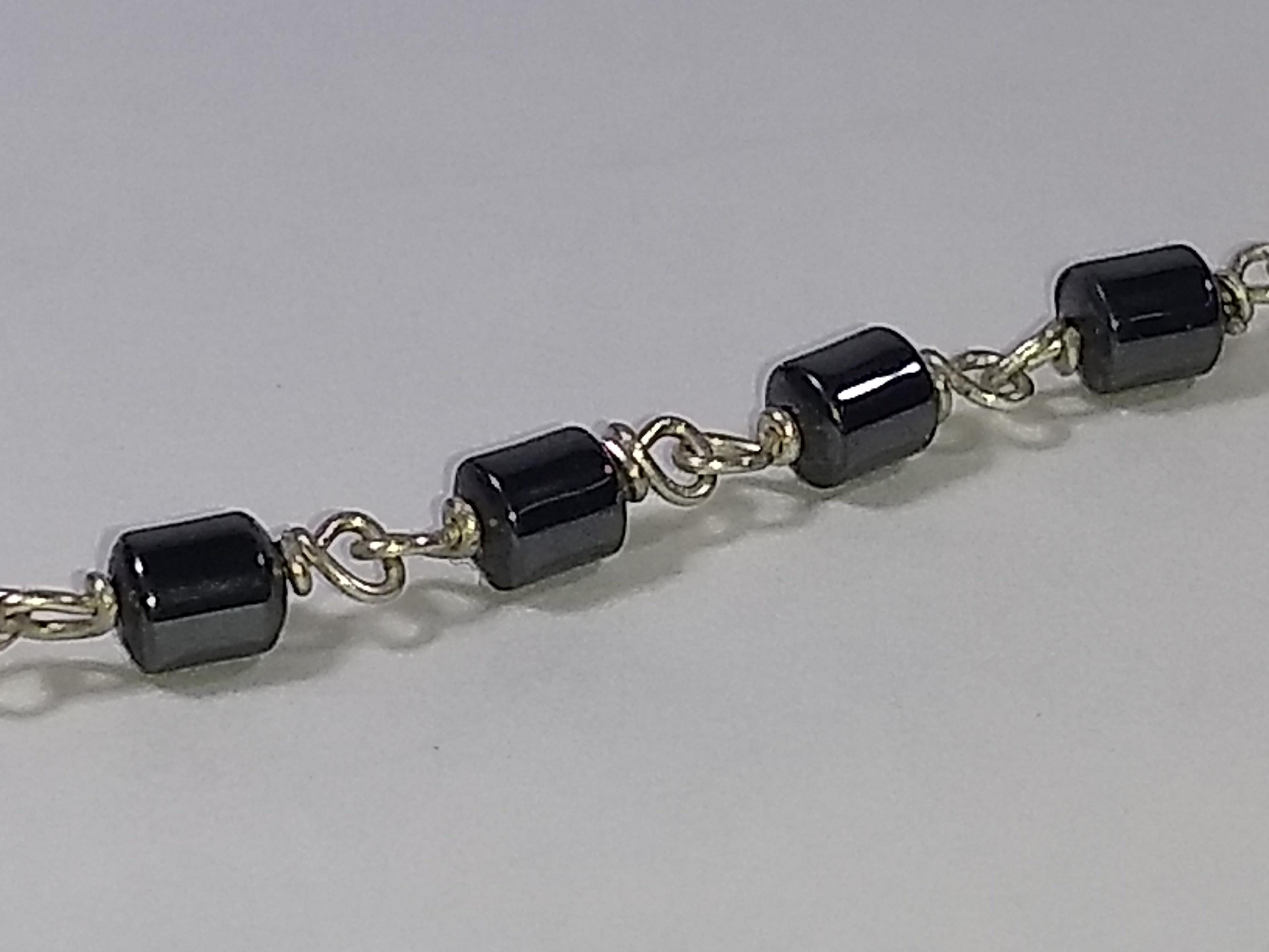 Alberto Juan Mexican Handmade Sterling Silver Hematite Bead Necklace In New Condition For Sale In New York, NY