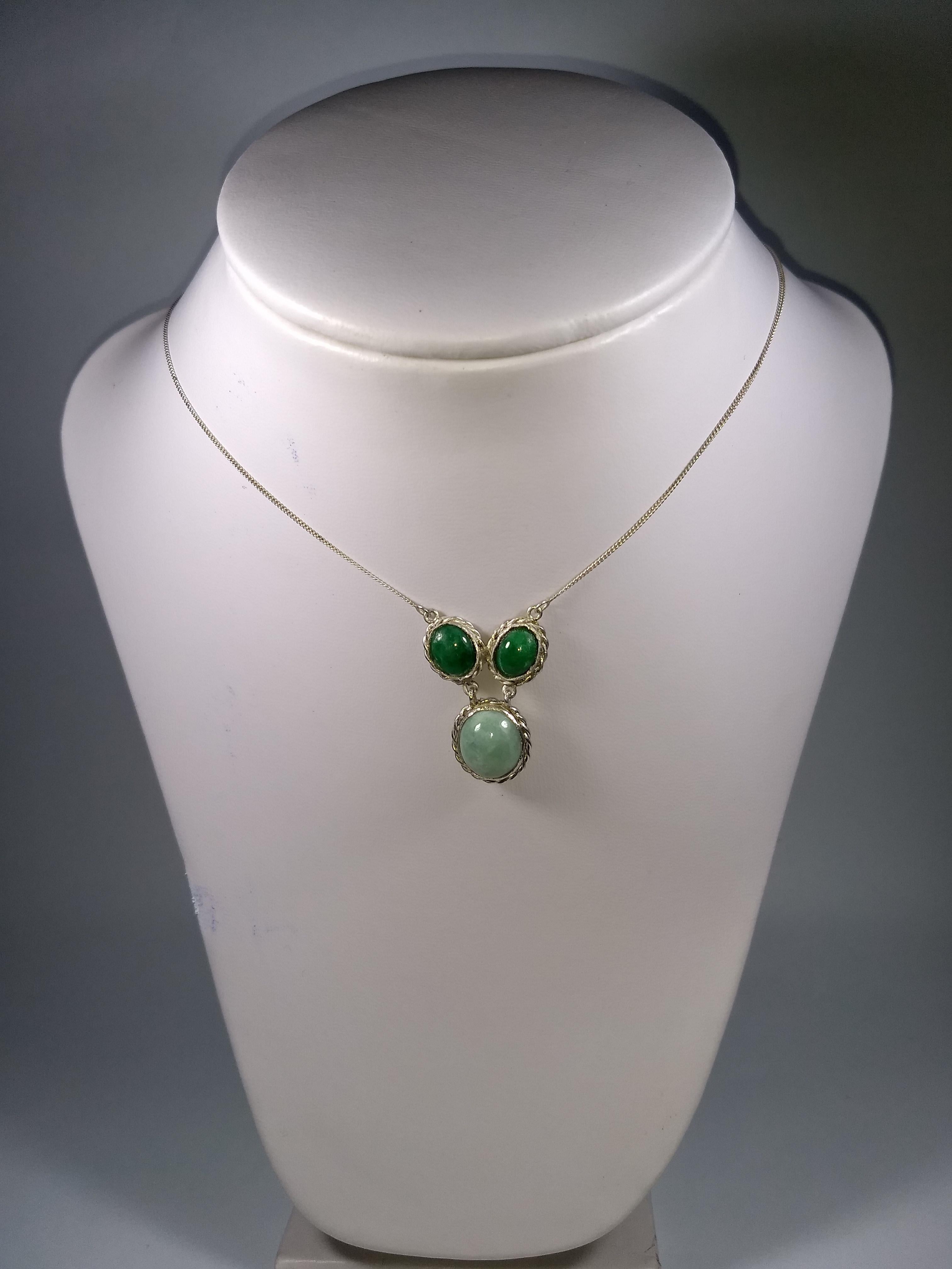 Artisan Alberto Juan Mexican Handmade Sterling Silver Jade Necklace For Sale