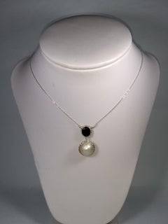 Alberto Juan Mexican Handmade Sterling Silver Mabe Pearl and Red Garnet Necklace