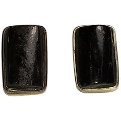 Alberto Juan Mexican Sterling Silver Modern Jet Earrings
