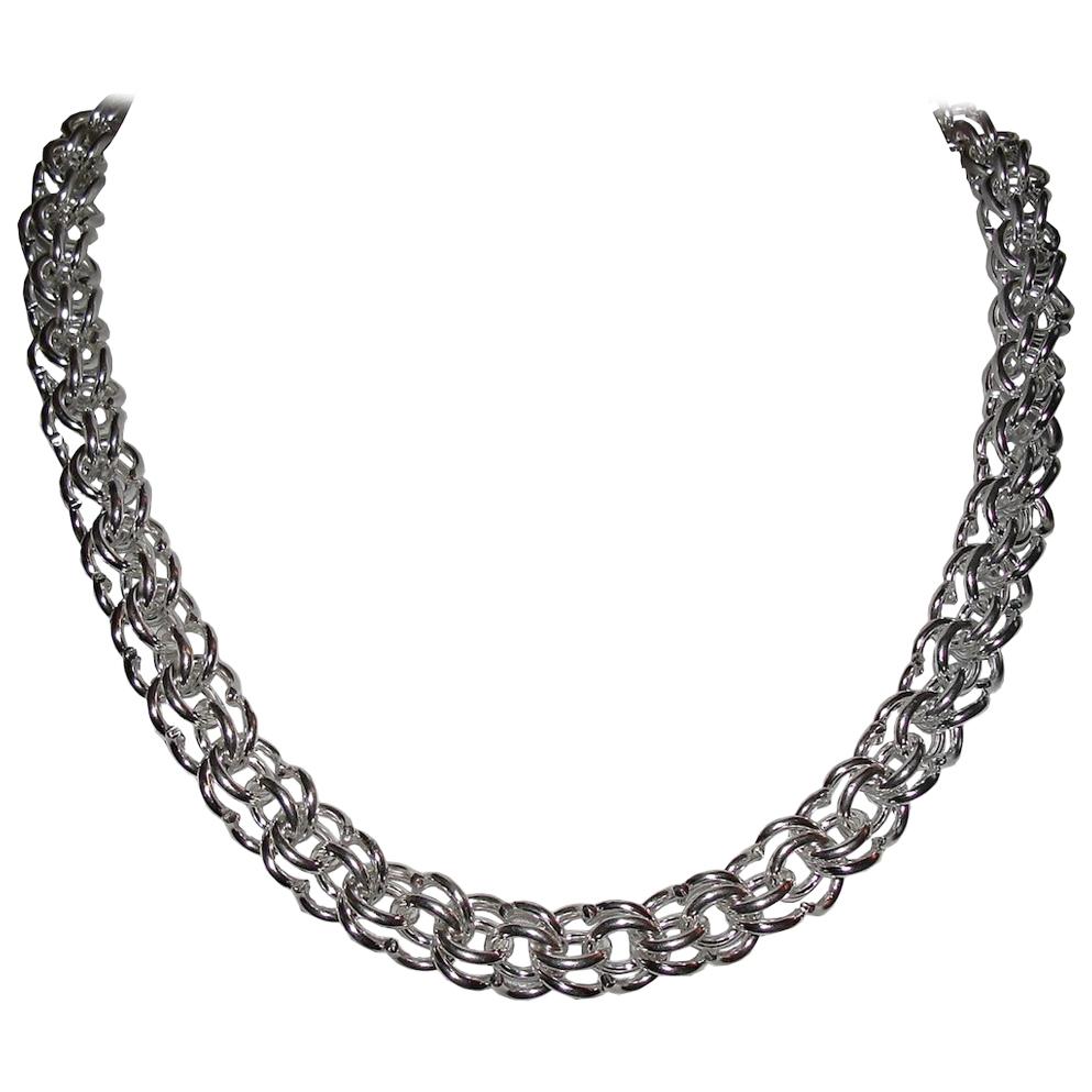 Alberto Juan Sterling Silver Handmade Chain Necklace For Sale