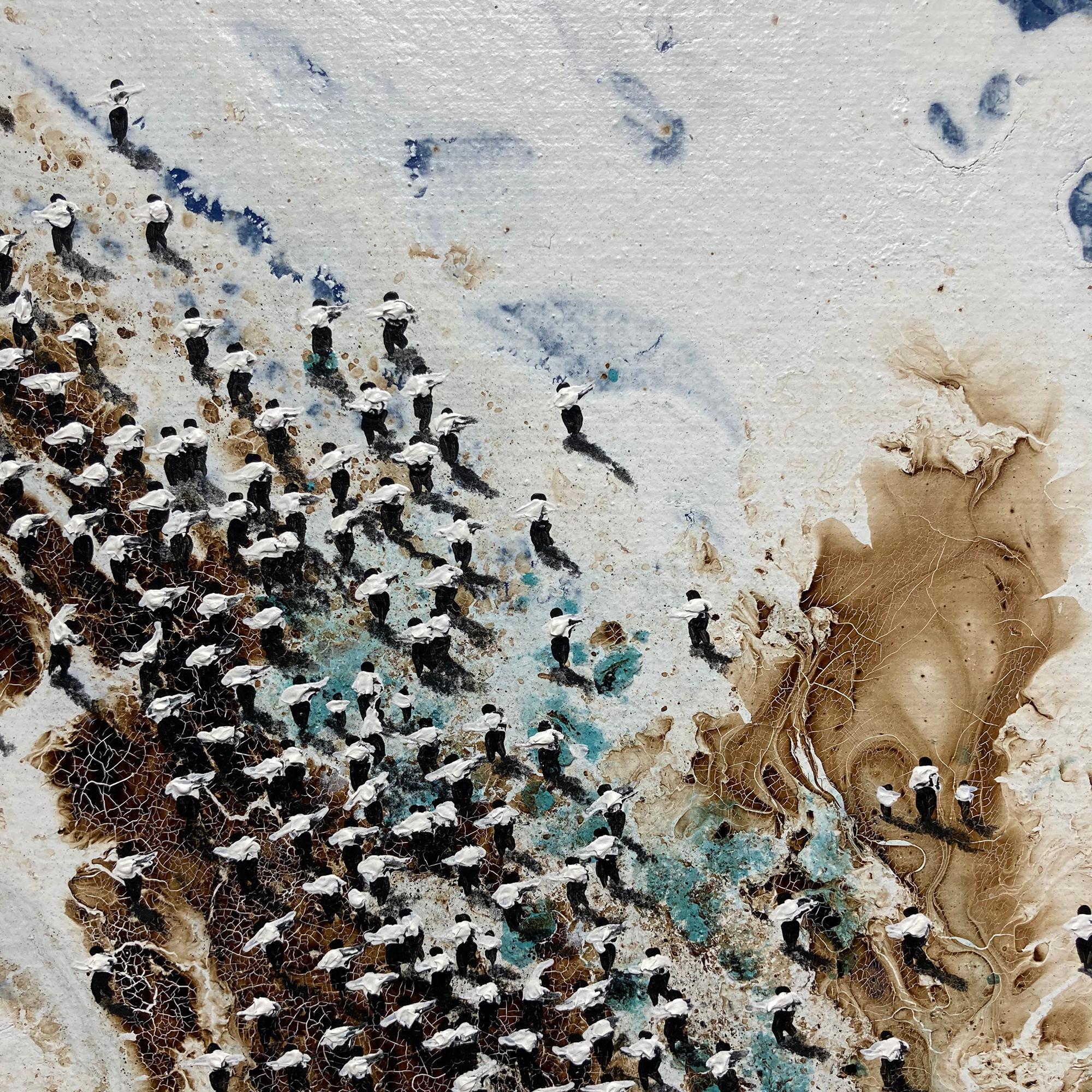 Begiak I' Tecnica mista su tela - Abstract Painting Marrone di Alberto Letamendi